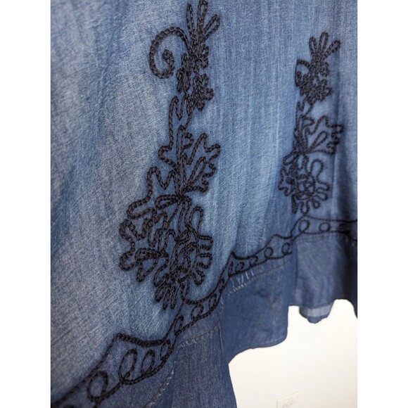 Lapis Maxi Skirt Womens Size S Blue Embroidered Chambray Western Flowy Rodeo New - Picture 4 of 13